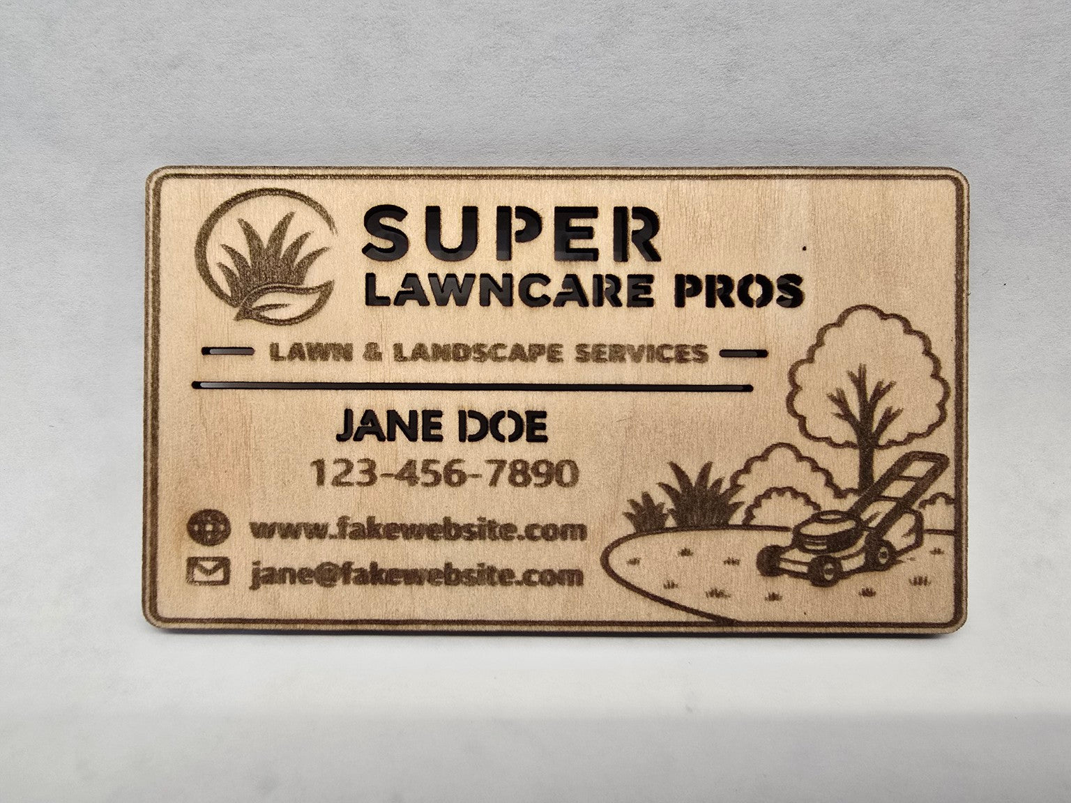 NATURAL ENGRAVING Custom Wooden Business Cards | Logo & Text | 50 Pack