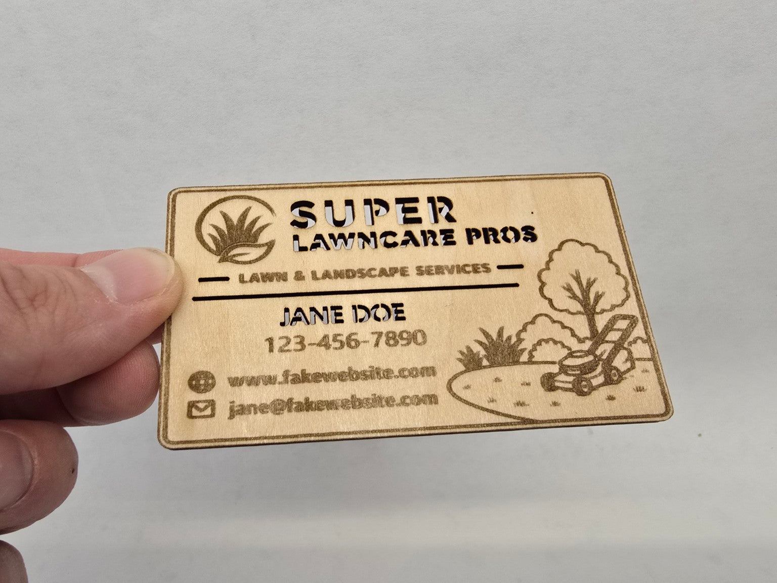 NATURAL ENGRAVING Custom Wooden Business Cards | Logo & Text | 50 Pack